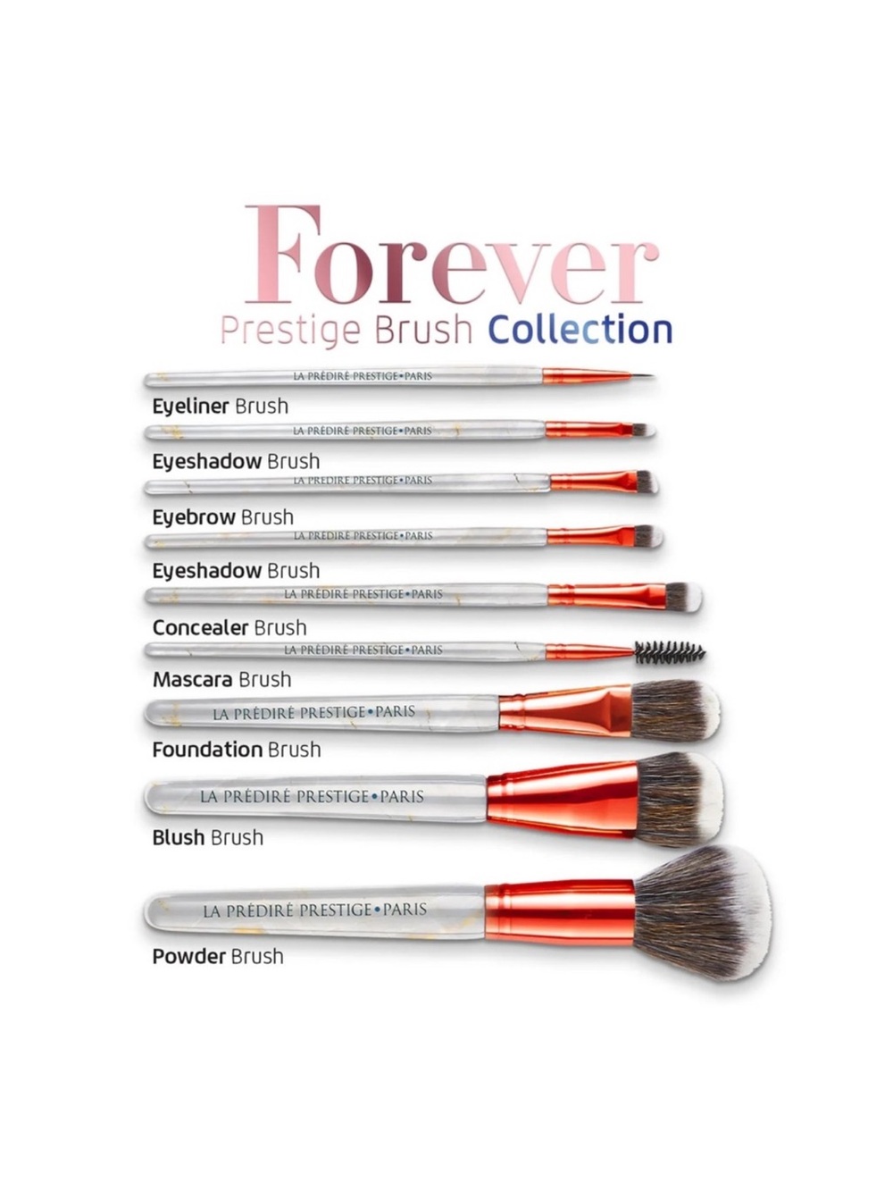 Forever 12-Piece Prestige Brush Set in Silver & Rose Copper